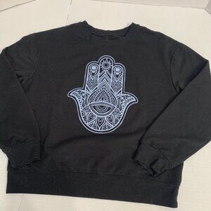 Mike Flow Boho Womens Size Small Black Graphic Sweatshirt